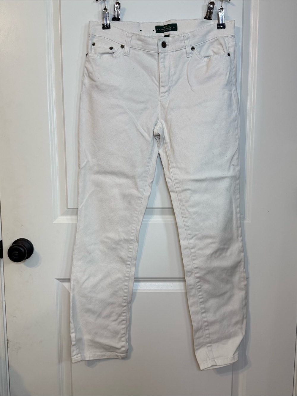 Lauren Jeans Co. Ralph Lauren White Straight Leg Jeans Stretch Denim Pants